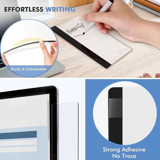 DOLLAR BOSS 2 Pcs 5.5" x 3.1" Transparent Acrylic Monitor Memo Board | Office - Image 4