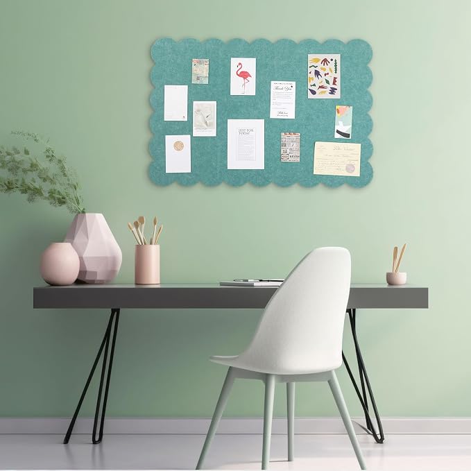 Mooliwe Scalloped Felt Bulletin Board 24 x 18 Inches Foldable Forest Green Pin - Image 6