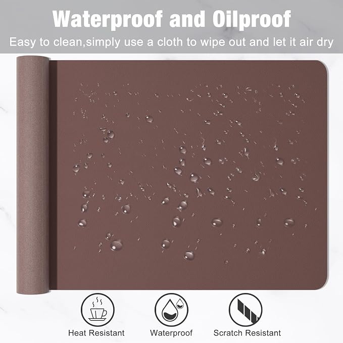 Hsurbtra Desk Pad, 35.5" x 17" PU Leather Desk Mat, XXL Extended Mouse Pad - Image 5