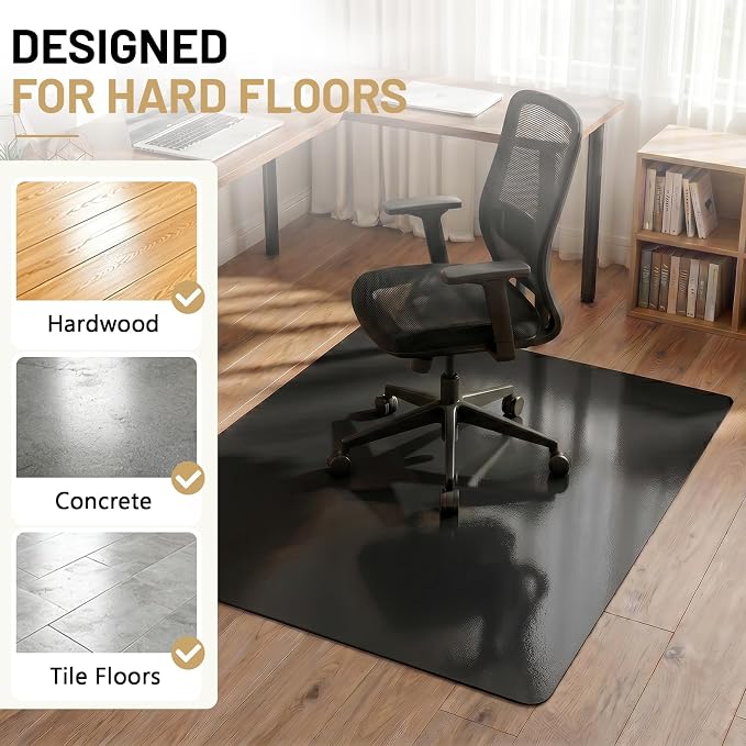 Black Office Chair Mat for Hardwood Floors 36" x 48", Heavy Duty Floor - Image 4