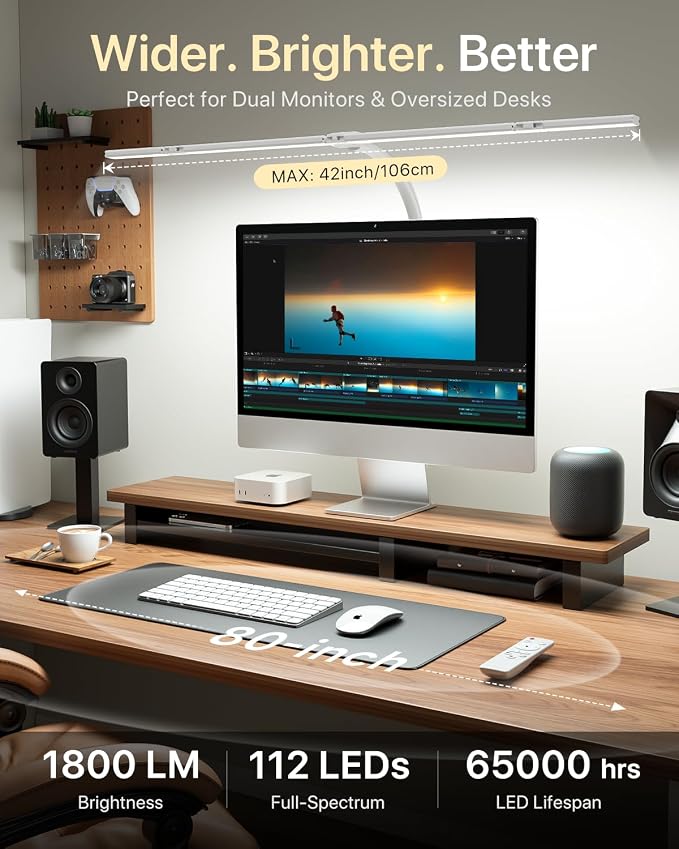 ONEMIX 42" LED Desk Lamp with Clamp, Architect Desk Light with Remote, - Image 4