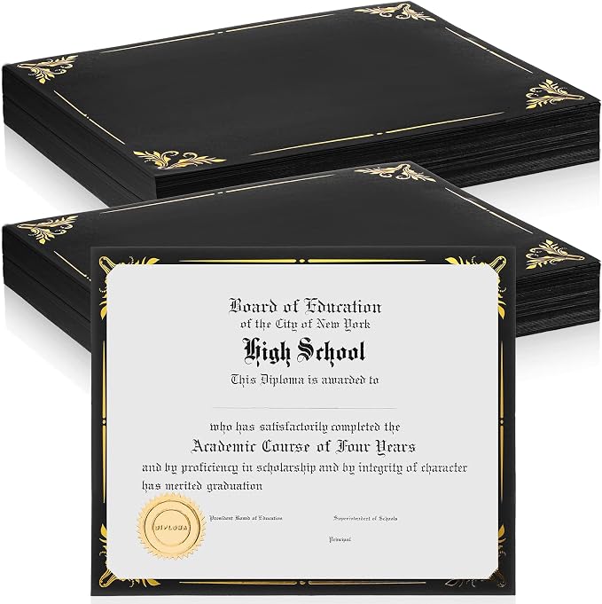 Fainne 100 Pcs Certificate Holder Foil Border 8.5 x 11 Inch Single Sided Award by Fainne