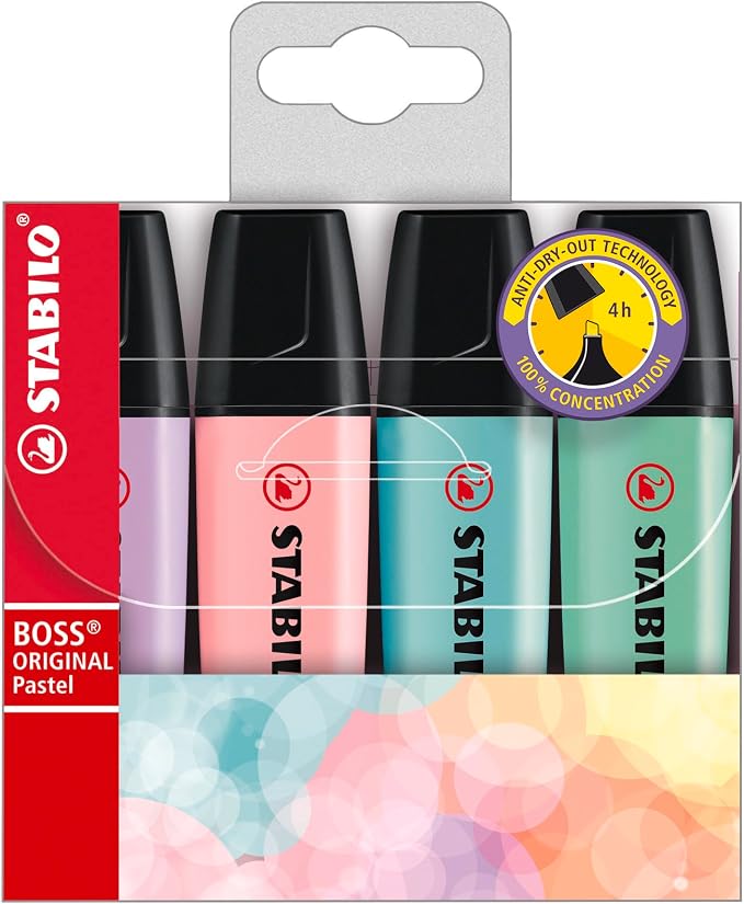 STABILO - BOSS ORIGINAL Pastel - Highlighter - Pack of 4 - Hint of Mint by STABILO