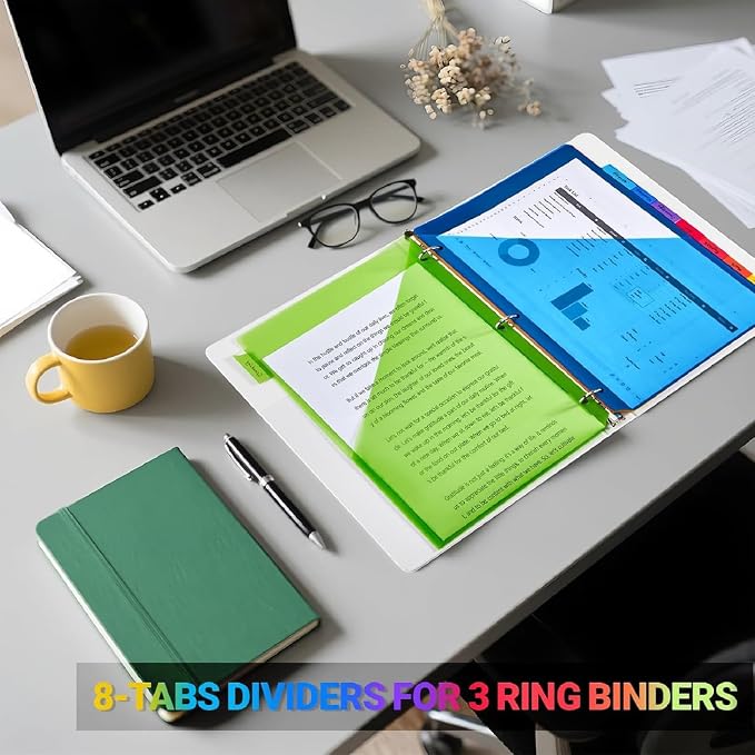 8-Tab Dividers for 3-Ring Binders, 3 Holes Index Dividers - Image 5