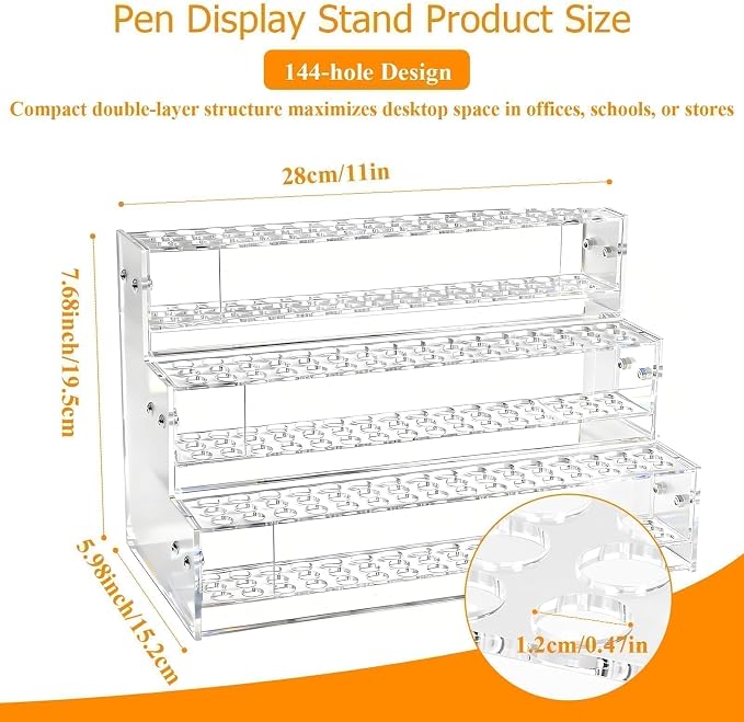 2pcs 144-Slots Pen Holder for Craft Shows, 3-Tier Acrylic Pen Display Stand - Image 2