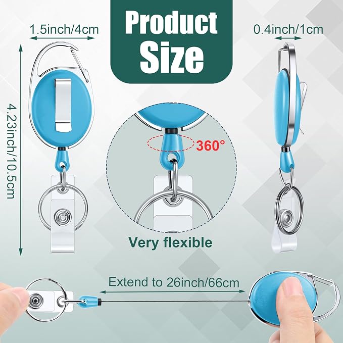 Honoson 50 Pcs Heavy Duty Retractable Badge Reels Batch ID Badge Holder - Image 2