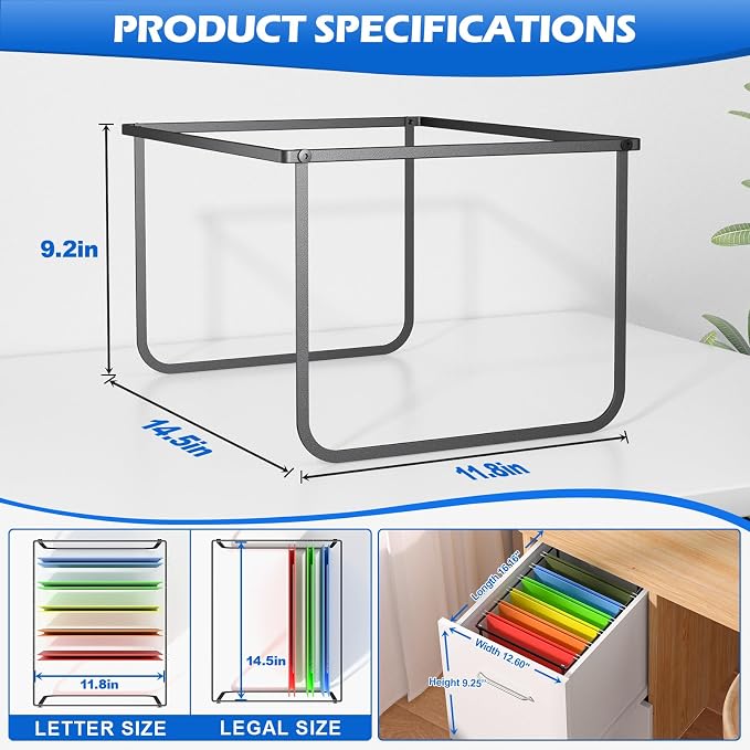 1 Pack Legal and Letter Size Hanging File Folder Frame Desk Organizer Destop - Image 2