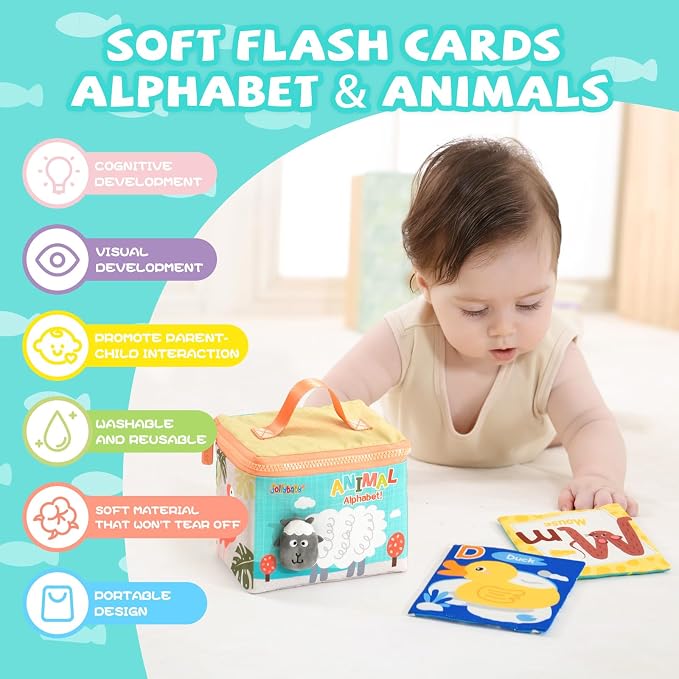 Jollybaby Reusable Soft Cloth ABC Alphabet/Letters Animal Flash Cards - Image 2