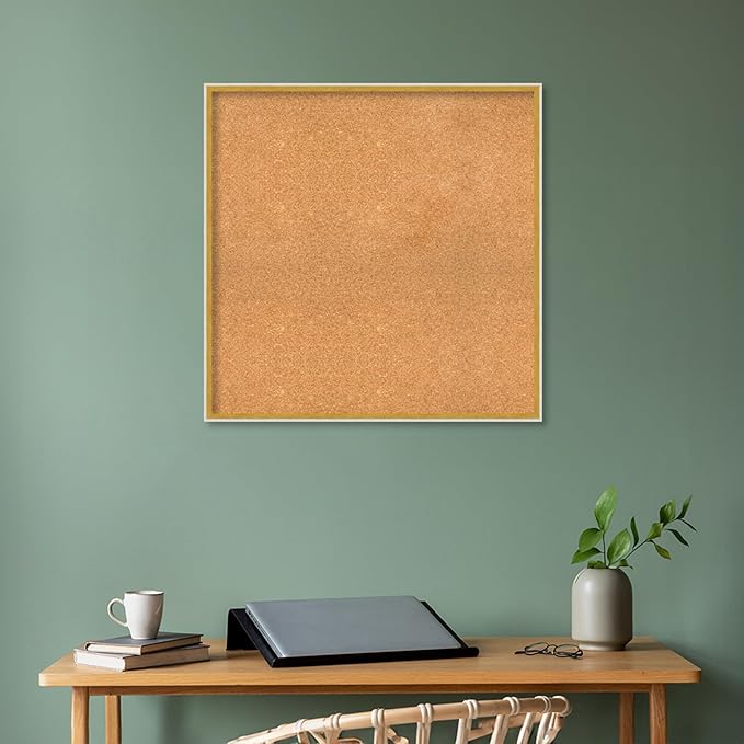 Amanti Art Natural Cork Board for Wall, 31x31 Vision Board with White Frame, Large Corkboard Office Decor for Home Organization, Modern Corkboard Pinboard to Display Items for Home Organization in-DeskLoop Office