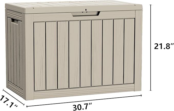 45 Gallon Lockable Resin Deck Box, Waterproof & UV-Resistant Outdoor Storage Box for Outdoor Cushion Storage, Garden Tools & Pool Accessories Storage, Gray-DeskLoop Office