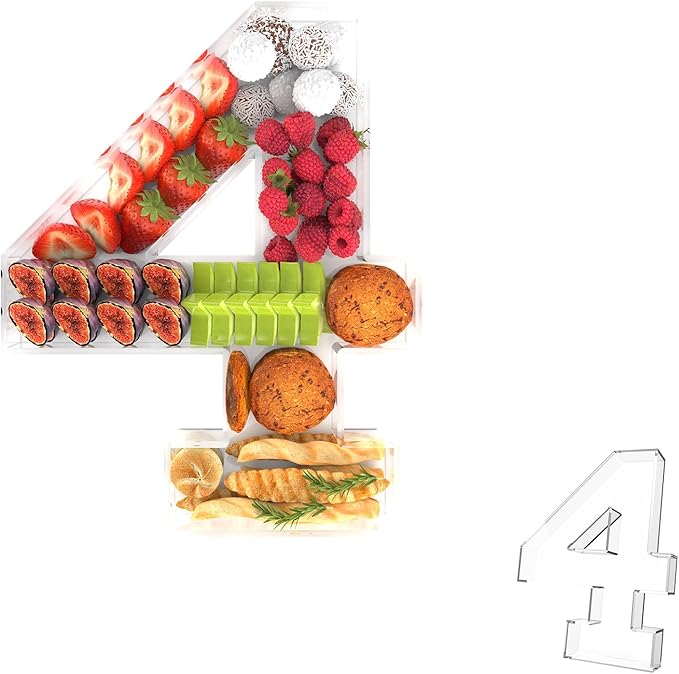 11" Acrylic Number Charcuterie Tray, Fillable Number Charcuterie Box by Tdsuco