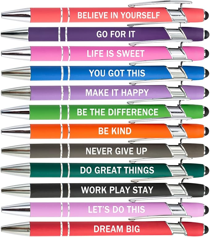 PASISIBICK 12 Pieces Motivational Inspirational Quotes Snarky Screen Touch by PASISIBICK