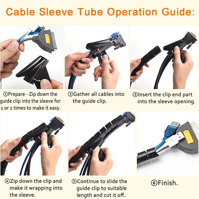 Large Cable Management White Computer Wire Sleeve Organizer Coiled Under Desk - Image 7