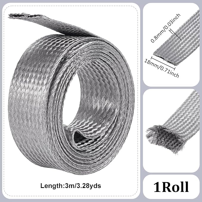 UNICRAFTALE 9.84ft 1.18" W Braided Sleeving Braid Stainless Steel Cable Wire - Image 3