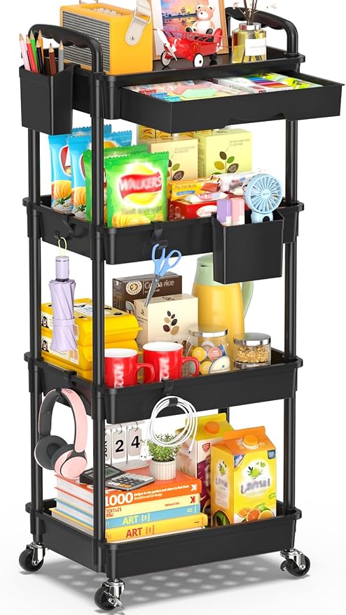 SUNALLY 4 Tier Rolling Utility Cart by SUNALLY