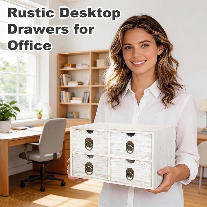Wood Desk Organizer, Tabletop Storage Organization Box - Image 4