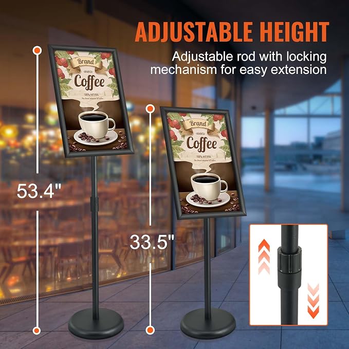 VEVOR Pedestal Sign Holder, 11 x 17 Inch Vertical and Horizontal Adjustable - Image 3