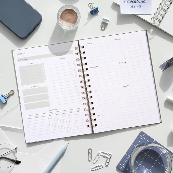Undated Weekly and Monthly Planner Spiral Bound- Weekly Goals Notebook - Image 6