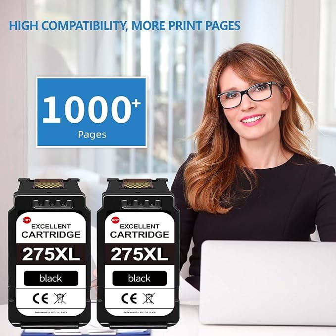 275XL Black Ink Cartridges (2-Pack)- Replacement for PG-275 Ink Cartridges for Canon Printers Compatible for TR4700 TR4720 TS3522 TS3722 TR4722 TS3500 TS3520 TS3720 TR4723 TR3700 TR4722-DeskLoop Office