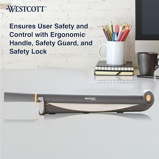 Westcott TrimAir Guillotine Paper Cutter, Paper Trimmer with Sharp and Durable Titanium-Bonded Blade, Maximum Safety Features, 18-Inch, Back to School, School Supplies, Classroom-DeskLoop Office