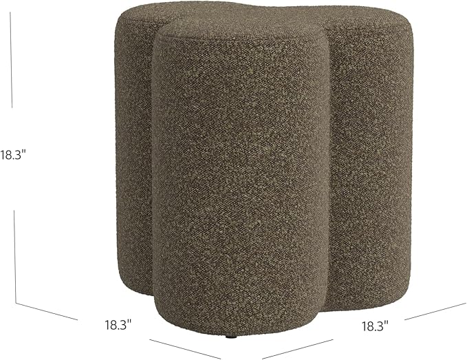 HomePop Upholstered Clover Shaped Ottoman Home Décor|Foot Rest Ottoman - Dark Brown Boucle-DeskLoop Office