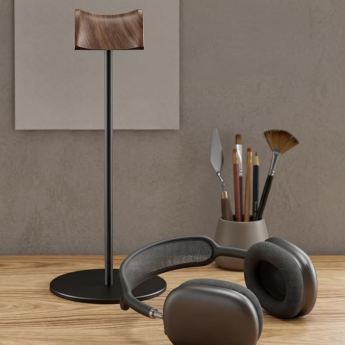 Headphone Stand, Walnut Wood & Aluminum Headset Stand, Nature Walnut Gaming - Image 7