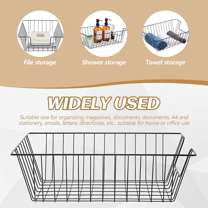 Yeaqee 12 Pcs Letter Tray Wire Paper Trays Black Stackable File Desk Organizer - Image 4