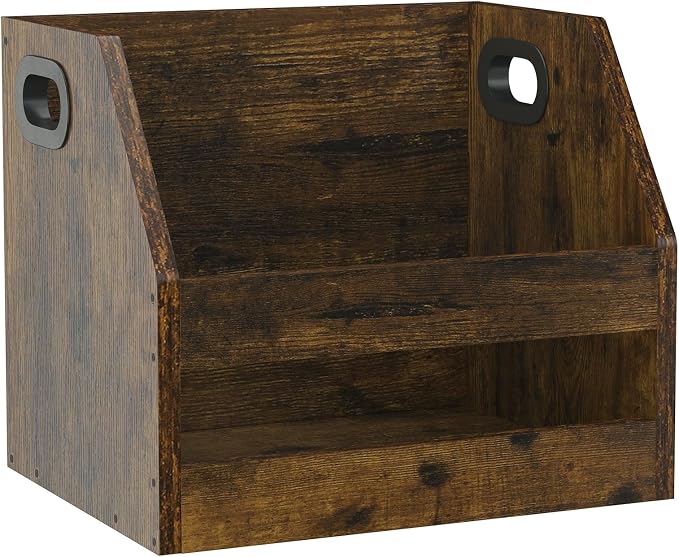 YMYNY Vinyl Record Storage Holder, Rustic Brown, 14.96*11.42*11.42" HCD001H | - Image 8