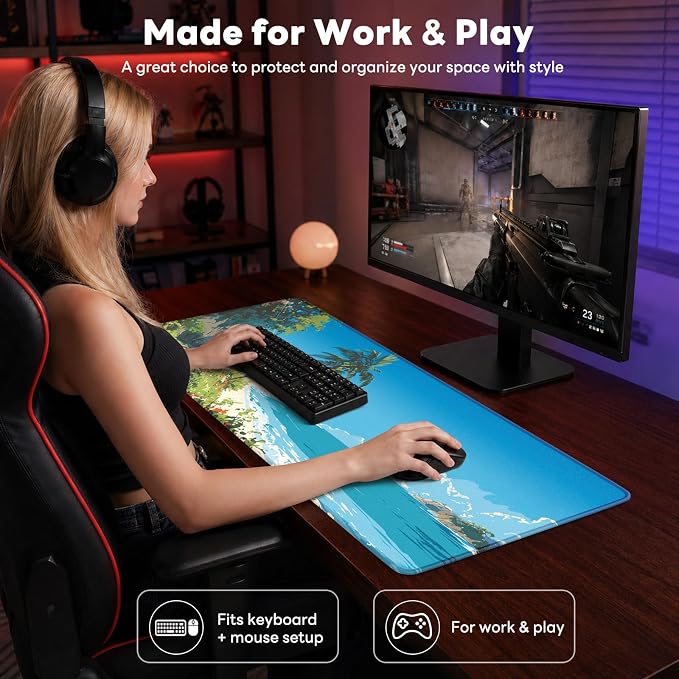 Desk Mat, Big Desk Pad, 31.5x11.8 Inches Extended Big Gaming Mouse Pad - Image 7