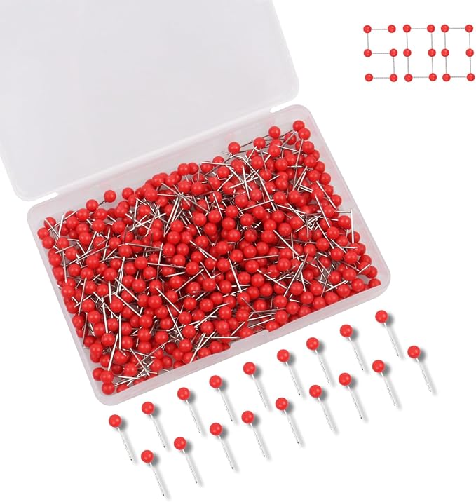 500 PCS Push Pins Red Map Tacks 1/8 inch Round Head by Vitalili