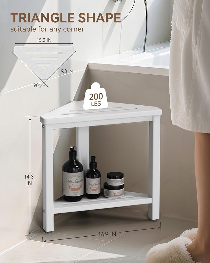 Shower Foot Rest 15in, HDPE Waterproof Shower Stool - Image 2
