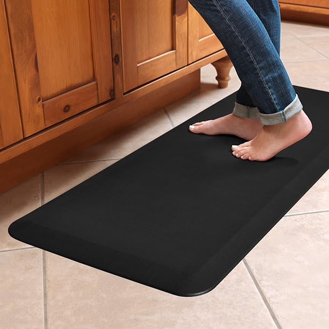 GelPro Anti-Fatigue Designer Comfort Kitchen Floor Mat, 20x48”, Leather Grain Jet Stain Resistant Surface with 3/4” Thick Ergo-Foam Core for Health and Wellness-DeskLoop Office