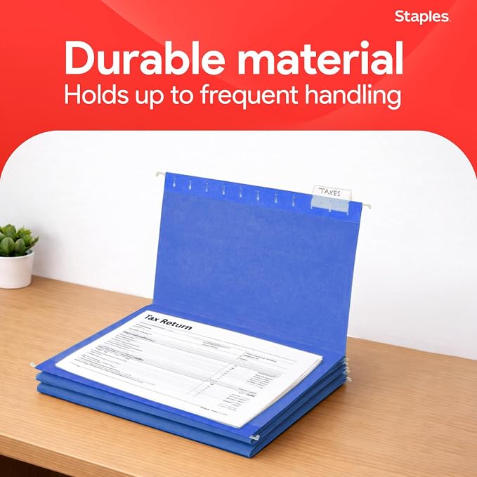 Staples Hanging File Folders, Letter Size, 1/5‑Cut Tabs, Includes Tabs & - Image 6
