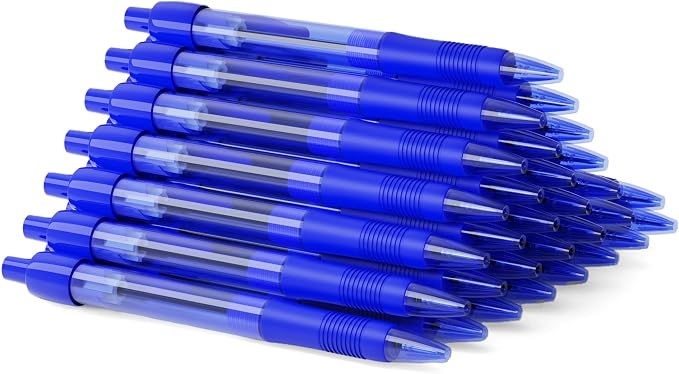 deegtran Pens Bulk, 30 Pack No Bleed Blue Ink Click Pens by DEEGTRANPENS