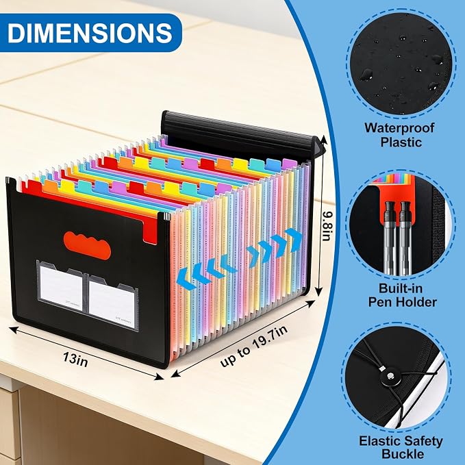 24 Pocket Expanding File Organizer, Accordion Document Folder - Image 3