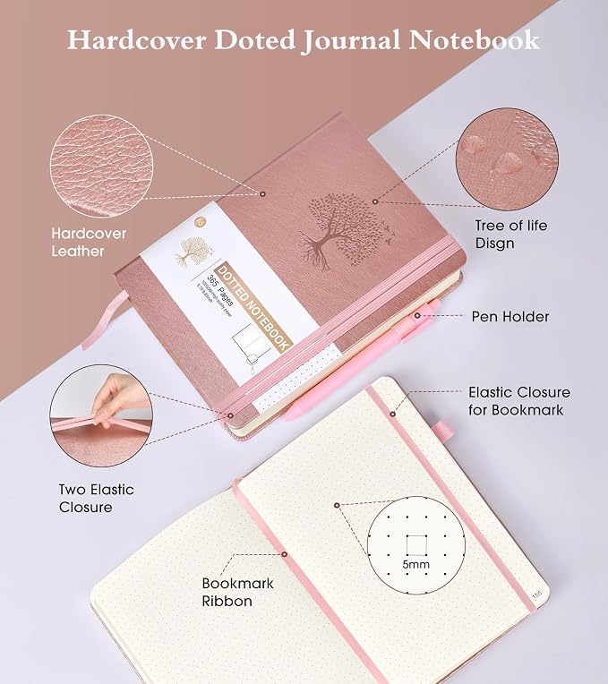 Ansopu Dotted Journal Notebook, 360 Numbered Pages Bullet Journals, 100gsm Dot - Image 4