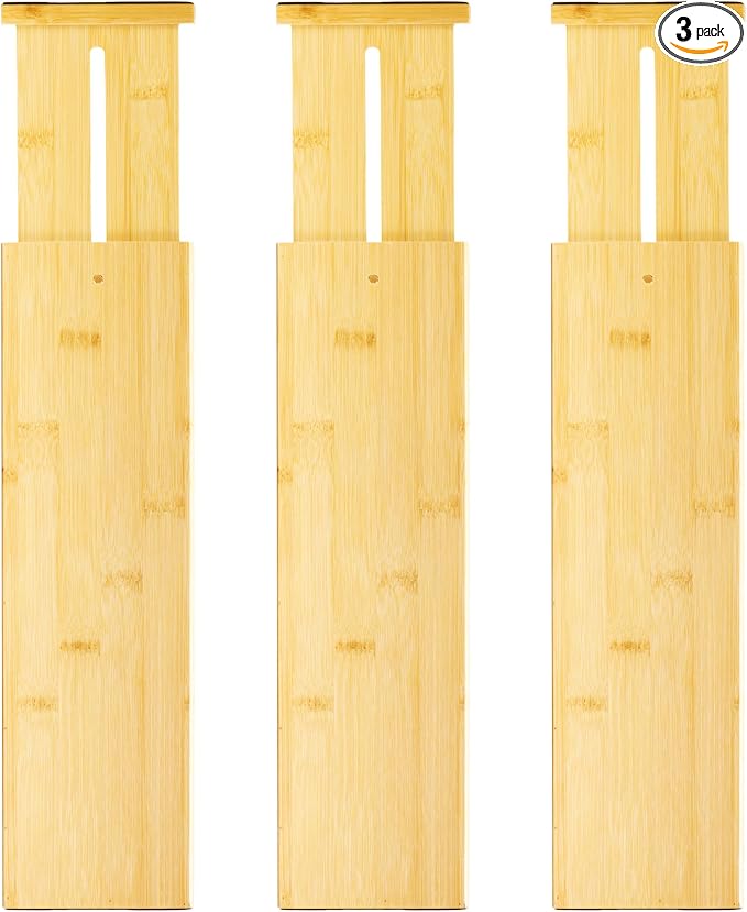 VaeFae 3 Pack Bamboo Drawer Dividers, Expandable Separators by VaeFaeDirect