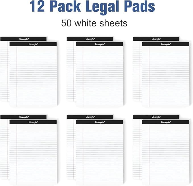 12 Pack White Legal Pads 5x8 Legal Ruled Note Pad 50 Sheets Notepads Micro - Image 3