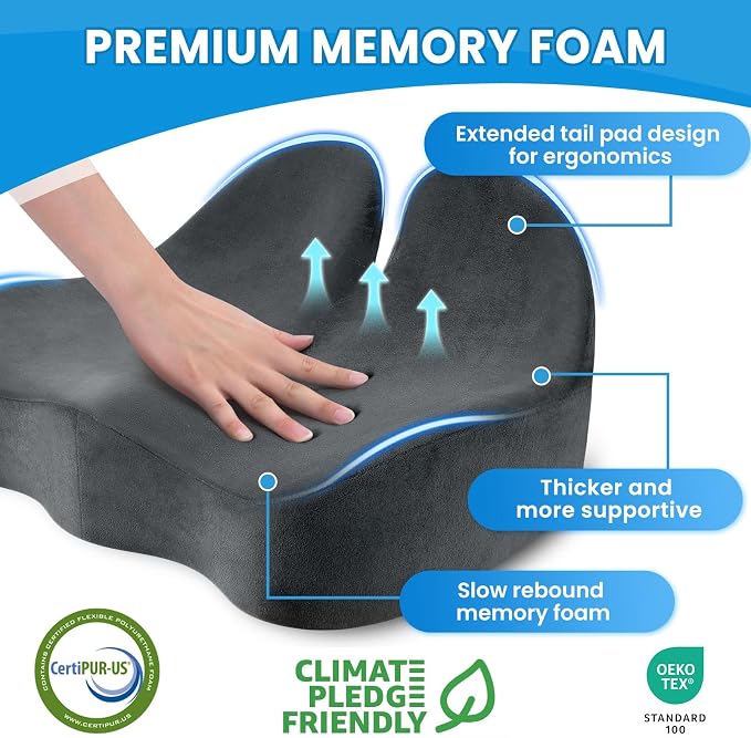 CushZone Seat Cushion, Memory Foam Office Chair Seat Cushion - Image 2