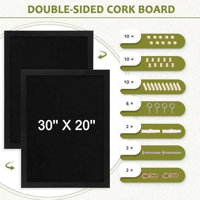 Double-Sided Wood Framed Cork Board - Image 4