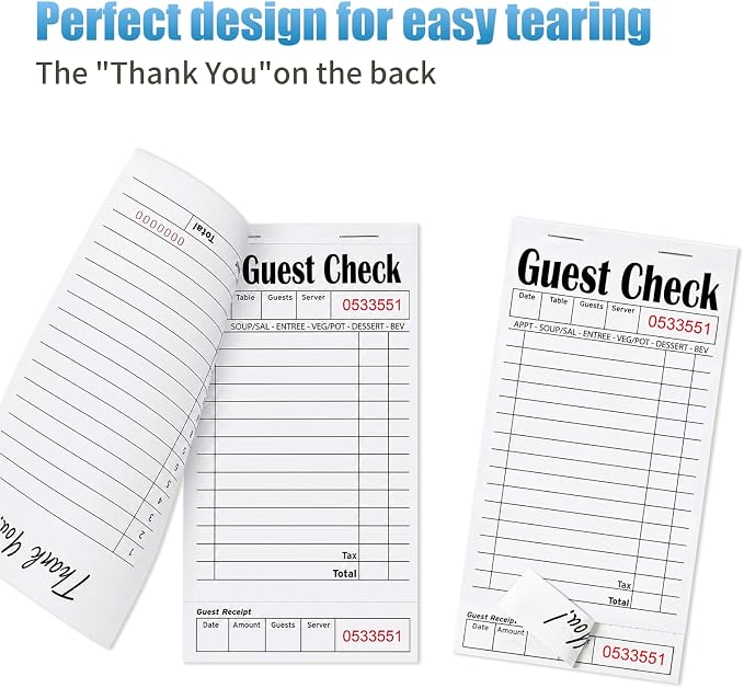 ZPARIK 48 Pack white Guest Checks Books - Image 3