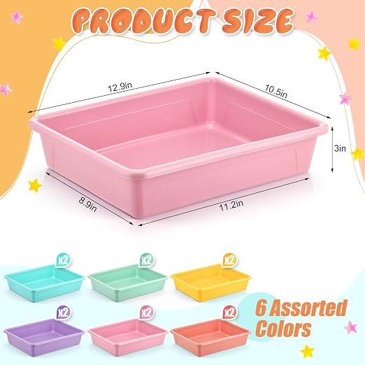 Affrolling 12 Pack Letter Size Flat Storage Tray, Stackable Plastic Organizer - Image 2