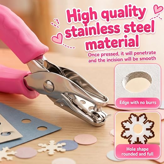 2-Pack Single Hole Punch, 1/4" & 1/8" Paper Hole Puncher - Image 3