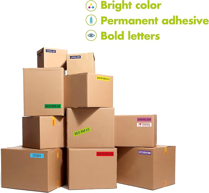 1200 Pcs 25 Designs Pre-Printed Color-Coded Home Moving Box Labels - Image 5