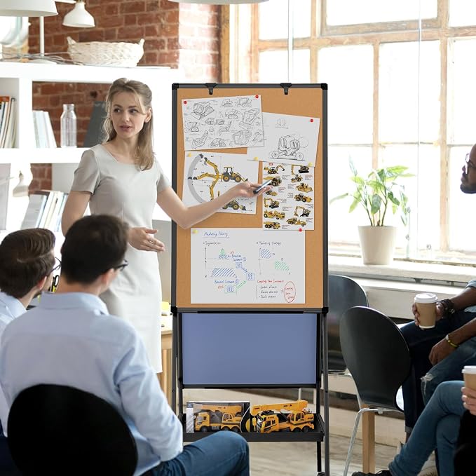 MAKELLO Rolling White Board on Wheels 36x24 in, Double-Side Standing Whiteboard - Image 6
