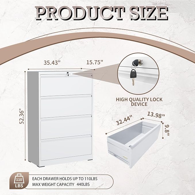mysteeldepot 4 Drawer Lateral File Cabinet - Image 3