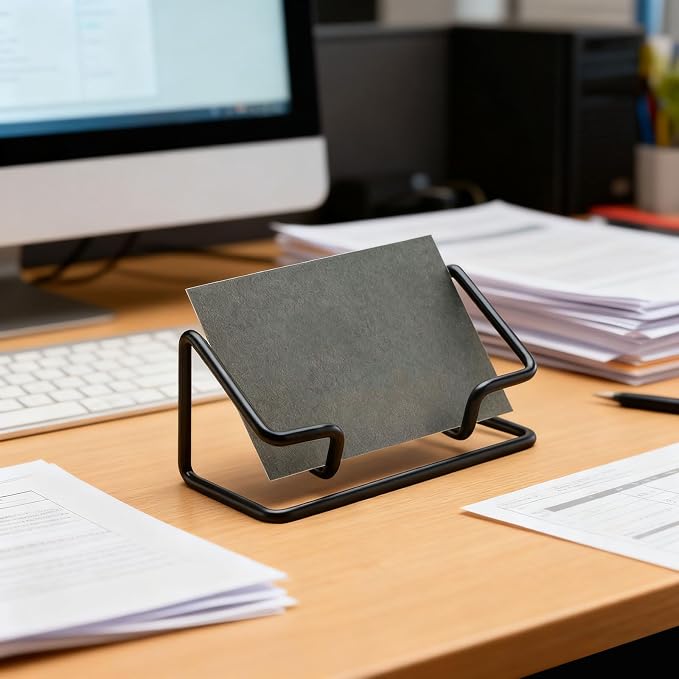 2 Pack Business Metal Business Card Holder office decor Card Holder Desk Display - Image 3