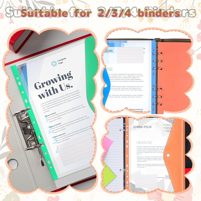 12 Pack Colorful Binder Pocket Bulk, Plastic Envelopes Binder Folders - Image 6