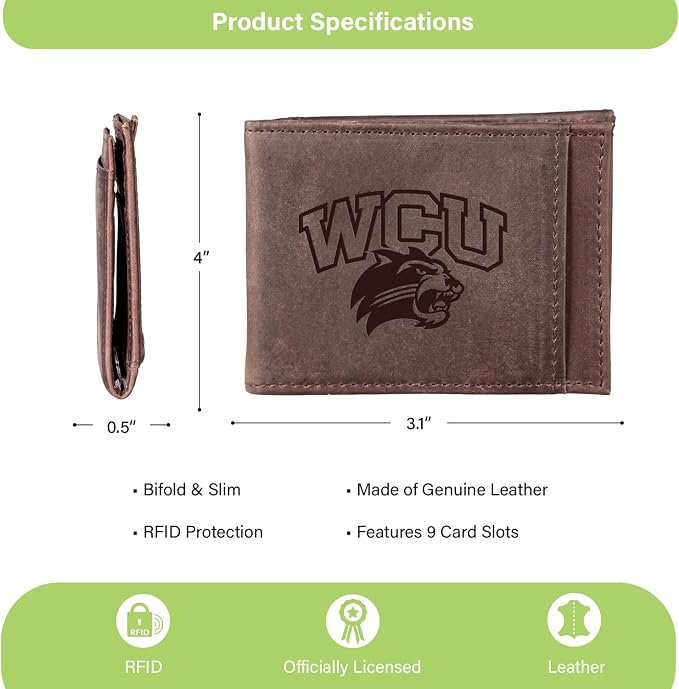Team Sports America NCAA Western Carolina University Front Pocket Slim Wallet - Image 4