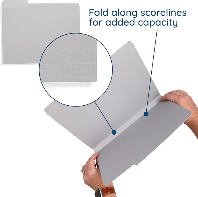 100 Blue Summit Supplies Gray File Folders Letter Size - Image 3